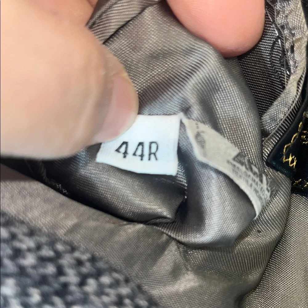 Hart Schaffner Marx 44R Men’s Vintage Gray Checkered Blazer, Pure Virgin #Wool